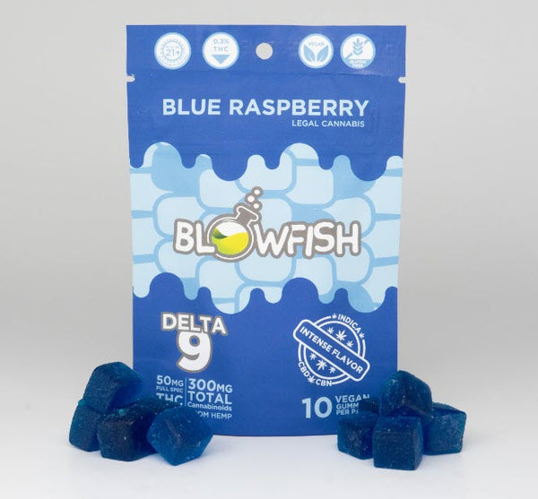 Buy Blowfish Blue Raspberry Delta‑9 Indica Gummies 10‑Pack