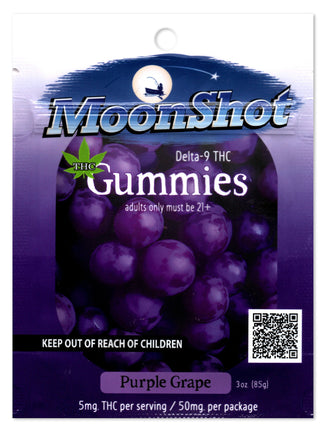 MOONSHOT DELTA-9 THC GUMMIES PURPLE GRAPE 50MG PER PACKAGE