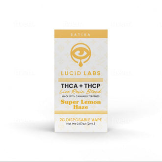 LUCID LABS 2G DISPOSABLE VAPE SUPER LEMON HAZE THCA+THCP LIVE RESIN BLEND SATIVA