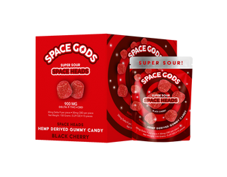 SPACE GODS MEGA DOSE SPACE HEADS 900MG BLACK CHERRY  30MG DELTA 9 & 30MG CBD-15PK
