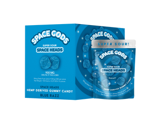 SPACE GODS MEGA DOSE SPACE HEADS 900MG BLUE RAZZ  30MG DELTA 9 & 30MG CBD-15PK