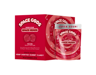 SPACE GODS MEGA DOSE SPACE HEADS 900MG WATERMELON  30MG DELTA 9 & 30MG CBD-15PK